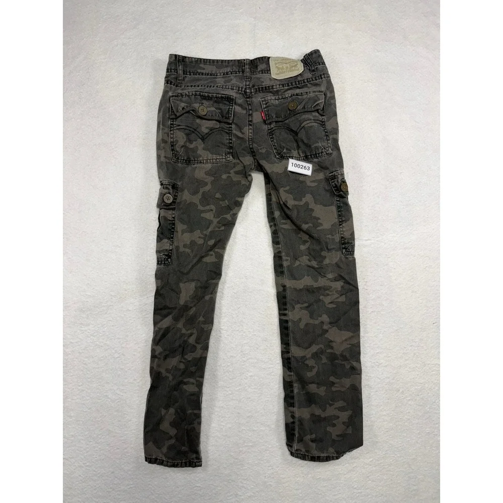 Levis Boys Camo Cargo Pants Grey Charcoal Straight Leg Size 14 Reg 27x27